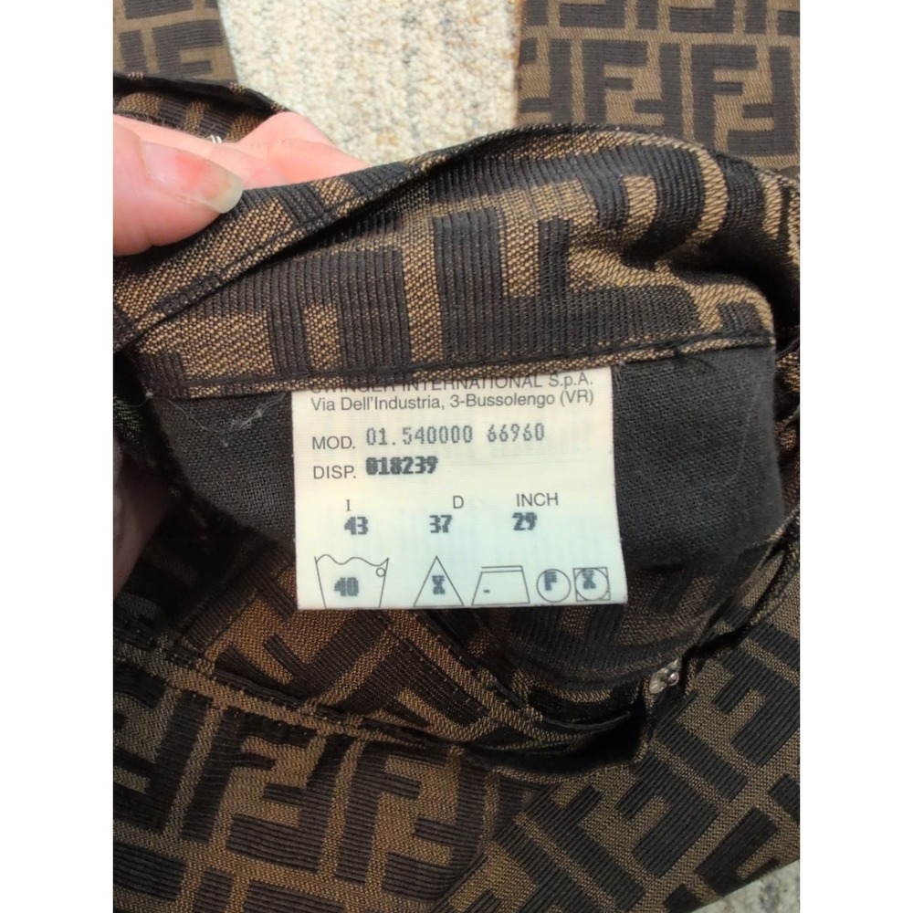 Fendi Women's Pants Logo Brown Luxury All Over Print Italy Tapered Size 26 - Picture 5 of 14
